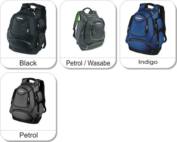 OGIO� METRO 17" LAPTOP BACKPACK is available in the following colours: Black, Petrol, Petrol/ Wasabe, Heathered Grey, Black/ Red, Heathered Olive
