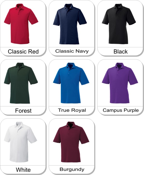 SHIELD MENS SNAG PROTECTION SOLID POLO is available in the following colours: burgundy,  campus purple,  true royal,  forest,  white,  black,  classic navy,  classic red