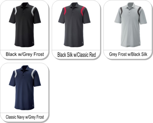 VENTURE MENS SNAG PROTECTION POLO is available in the following colours: black w/grey frost,  grey forst w/black silk,  classic navy w/grey frost,  black silk w/classic red