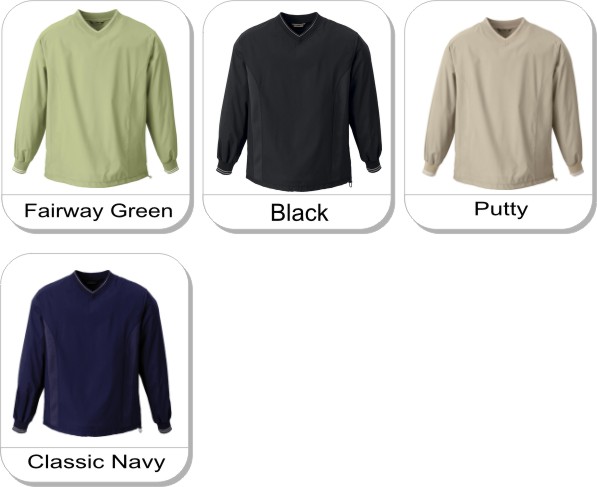 MEN V-NECK WINDSHIRT is available in the following colours: fairway green,  black,  putty,  classic navy