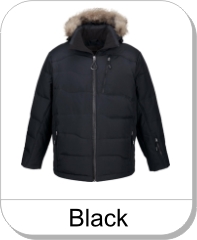 BOREAL MENS DOWN JACKET WITH FAUX FUR TRIM is available in the following colours: Black