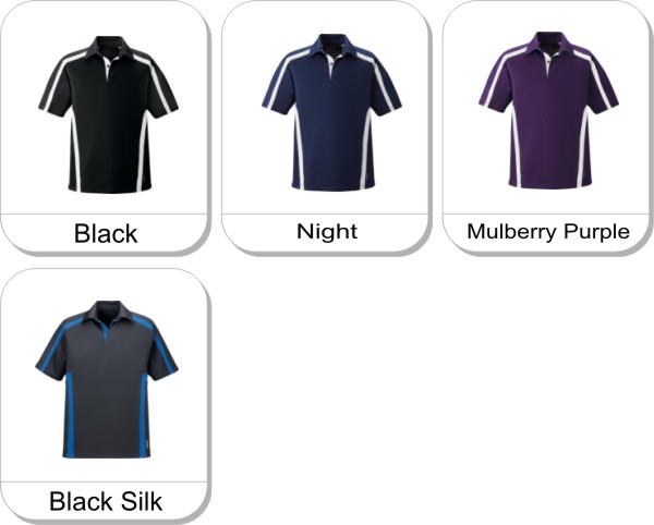 ACCELERATE MENS UTK COOL.LOGIK� PERFORMANCE POLO    is available in the following colours: Mulberry Purple, Black, Night, Black Silk