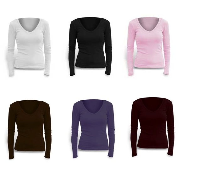 SHEER RIB LONGER V-NECK T-SHIRT is available in the following colours: BLACK, PINK, CHOCOLATE, MIDNIGHT, PLUM