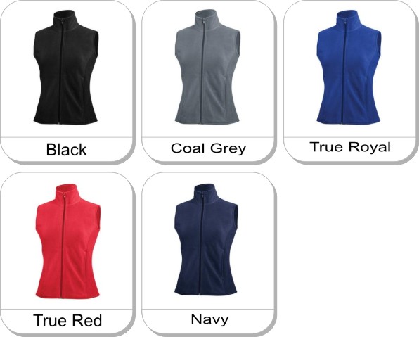 Coal Harbour� Ladies Polar Fleece Vest is available in the following colours: Black, Coal Grey, Navy, True Red, True Royal