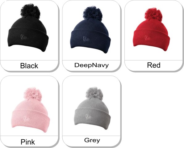 New Era�  Pom Pom Toque is available in the following colours: black, Deep Navy, Grey, Pink, Red