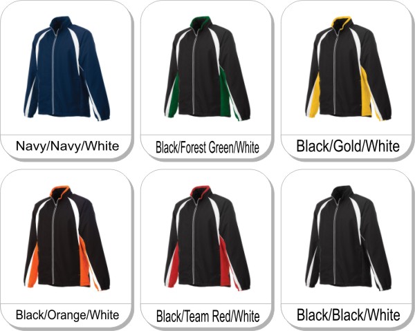 KELTON Track jacket is available in the following colours: Navy/Navy/White, Black/Gold/White, Black/Orange/White, Black/Black/White, Black/Forest Green/White, Black/Team Red/White