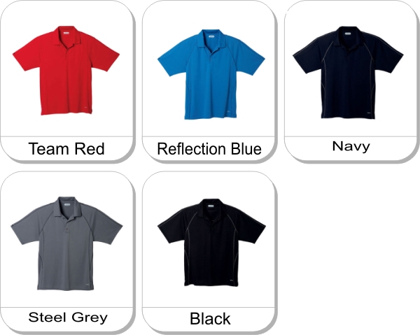 MANYARA Short sleeve polo is available in the following colours: Team Red,  Reflection Blue,  Navy,  Steel Grey,  Black