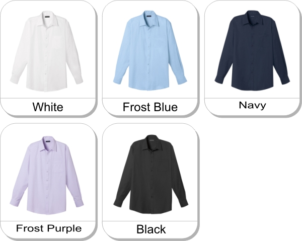 (M) SYCAMORE Long sleeve shirt is available in the following colours: White,  Frost Blue,  Navy,  Frost Purple,  Black