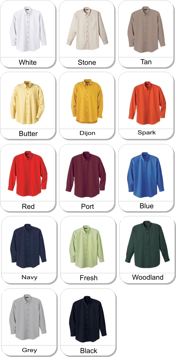 (M) CAPULIN Long sleeve shirt is available in the following colours: White,  Stone,  Tan,  Butter,  Dijon,  Spark,  Red,  Port,  Blue,  Navy,  Fresh,  Woodland,  Grey,  Black