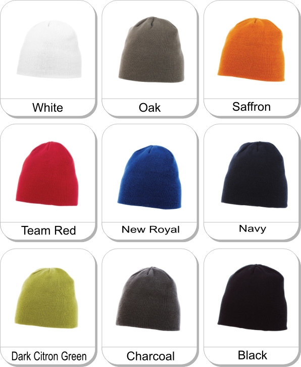(U) LEVEL Knit beanie is available in the following colours: White,  Oak,  Saffron,  Team Red,  New Royal,  Navy,  Dark Citron Green,  Charcoal,  Black
