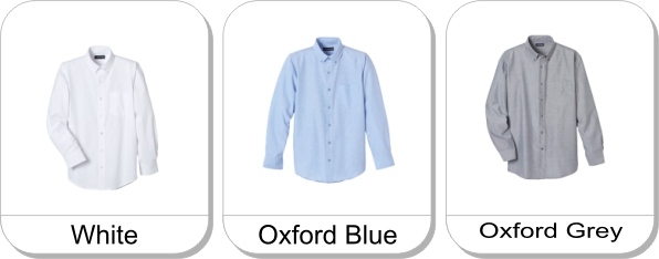 (Y) TULARE Oxford LS shirt is available in the following colours: White,  Oxford Blue,  Oxford Grey