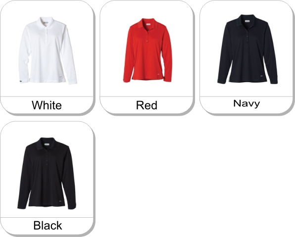 (W) BRECON Long sleeve polo is available in the following colours: White,  Red,  Navy,  Black