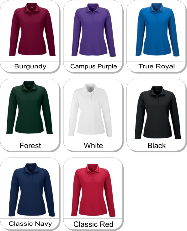 NEW ARMOUR LADIES EPERFORMANCE� SNAG PROTECTION LONG SLEEVES POLO is available in the following colours: burgundy,  campus purple,  true royal,  forest,  white,  black,  classic navy,  classic red