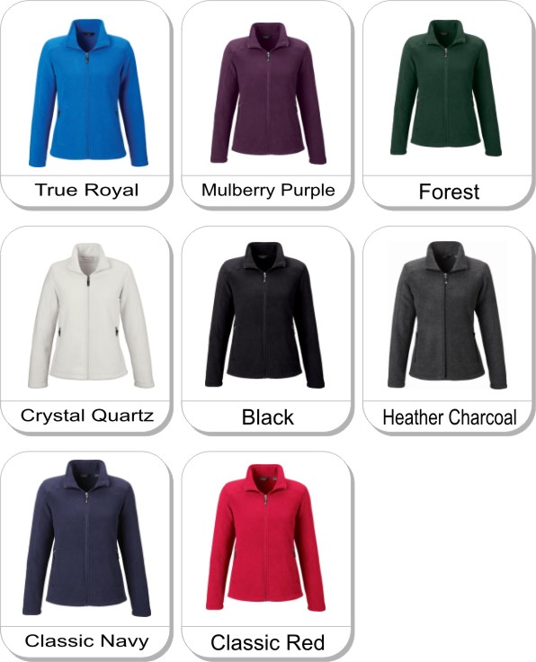 VOYAGE LADIES FLEECE JACKET is available in the following colours: True Royal, Mulberry Purple, Forest, Crystal Quartz, Black, Classic Navy, Classic Red, Heather Charcoal