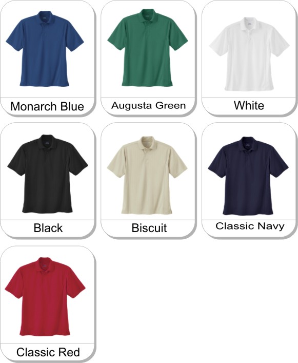 MENS EPERFORMANCE JACQUARD PIQUE POLO is available in the following colours: monarch blue,  augusta green,  white,  black,  biscuit,  classic navy,  classic red
