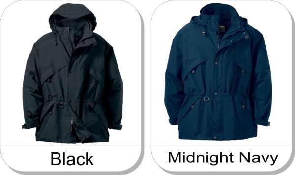 MENS NORTH END 3 IN 1 TECHNO SERIES WITH PARKA WITH DOBBY TRIM is available in the following colours: Black,  Midnight Navy