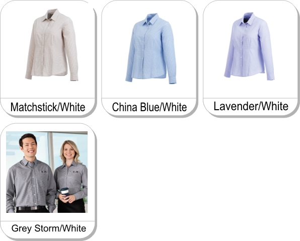 (W) HAYDEN Long sleeve shirt is available in the following colours: Matchstick/White,  China Blue/White,  Lavender/White,  Grey Storm/White 