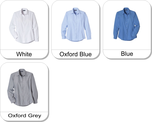 (W) TULARE Oxford LS shirt is available in the following colours: White,  Oxford Blue,  Blue,  Oxford Grey