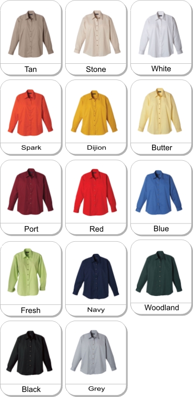 (W) CAPULIN Long sleeve shirt is available in the following colours: White,  Stone,  Tan,  Butter,  Dijon,  Spark,  Red,  Port,  Blue,  Navy,  Fresh,  Woodland,  Grey,  Black