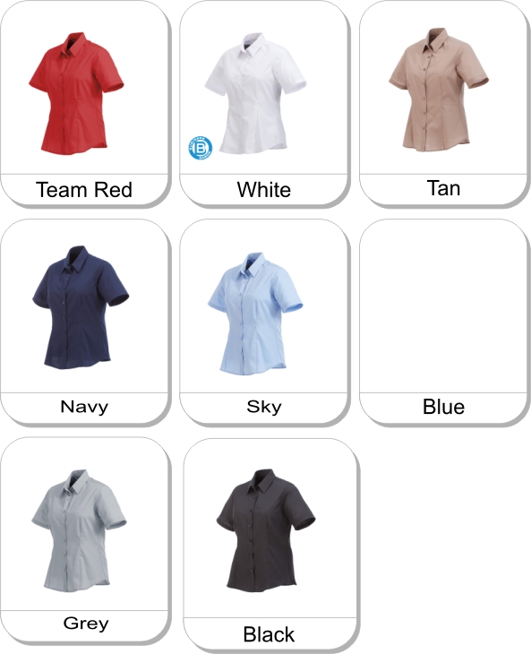 (W) COLTER Short sleeve shirt is available in the following colours: White,  Tan,  Team Red,  Sky,  Blue,  Navy,  Grey,  Black