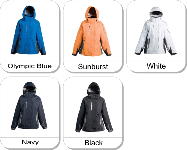 WOMENS TETON 3-IN-1 JACKET is available in the following colours: White,  Sunburst,  Olympic Blue,  Navy,  Black