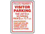 private property vistor parking sign time limit 3 hour