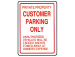 Customer Parking Only Sign.