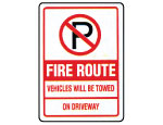 No Parking Fire Route Sign.