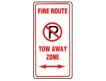 Fire Route No Parking Towe Away Zone Sign.