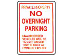 No Overnight Aprking Sign 