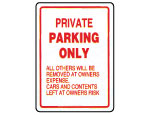 Private Parking Only Sign 