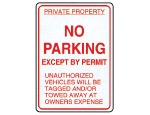 No Parking Except By Permit Sign 