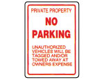 Private Property No Parking Sign 
