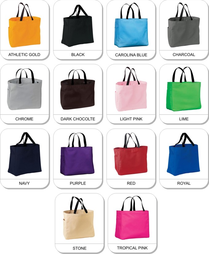 Authentic� Essential Tote is available in the following colours: Black, Navy, Red, Royal, Stone, lime, dark chocolate, charcoal, athletic gold, carolina blue, tropical pink, Chrome, Purple, Tropical Pink, Camo