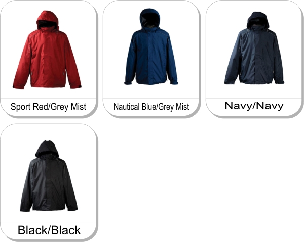 (M) VALENCIA 3-in-1 jacket is available in the following colours: Sport Red/Grey Mist,  Nautical Blue/Grey Mist,  Navy/Navy,  Black/Black